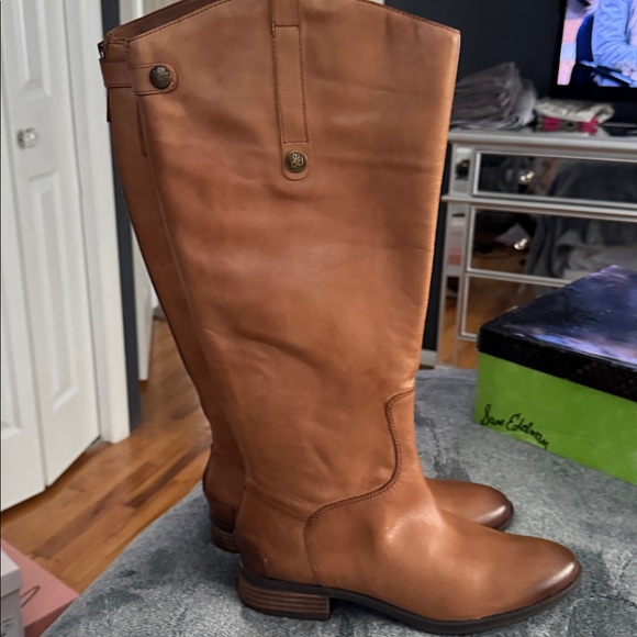 Sam Edelman Brown Leather Knee-High Boots Width Calf NEVER WORN - Picture 1 of 8